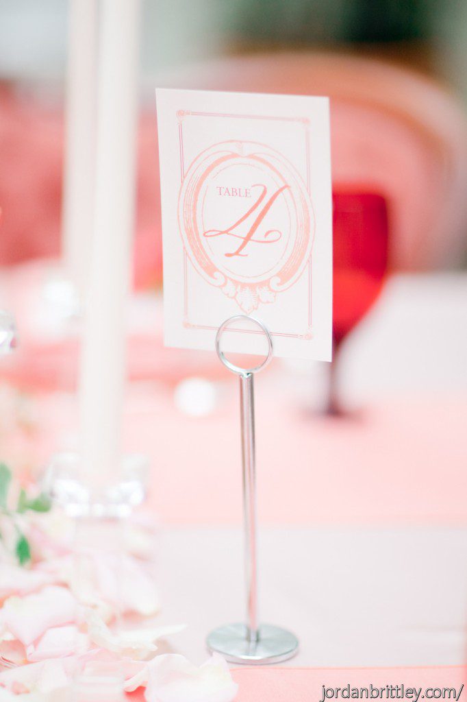 Coral peach table number