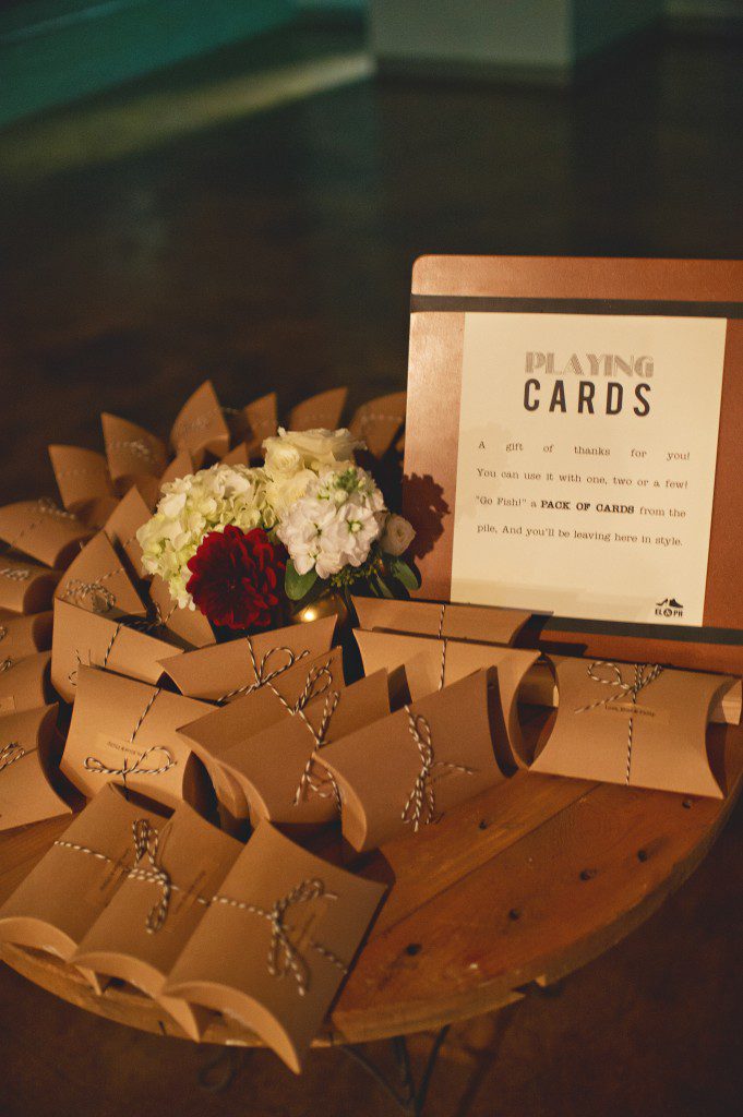 Playing cards packaged wedding favor table