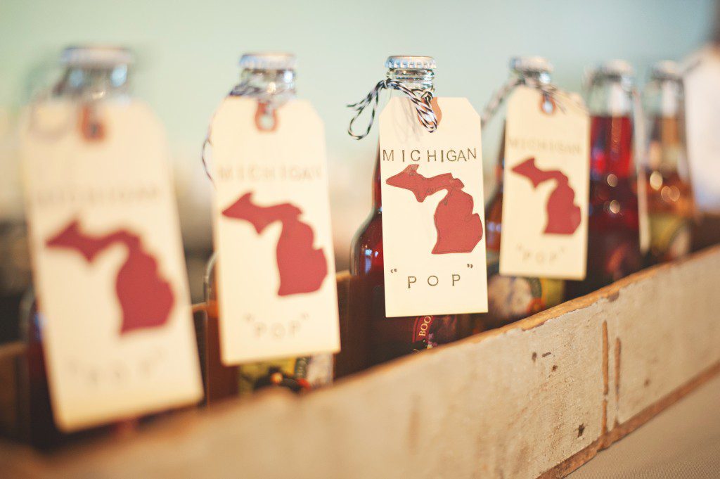 Wedding soda display with custom hangtags wedding