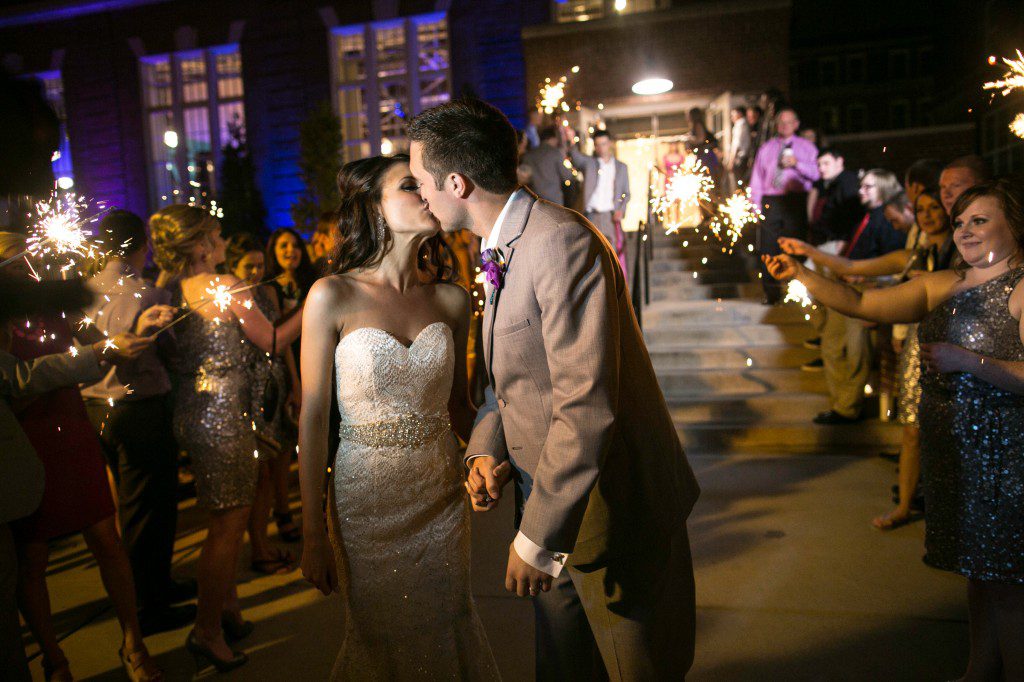 sparkler exit kiss bride and groom