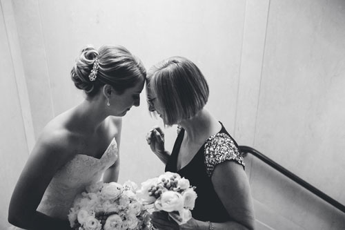 bride and mom at winter white wedding in st. louis | Events Luxe weddings
