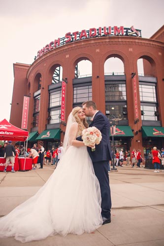 Bride & Groom Photos at Busch Stadium | St. Louis Weddings by Events Luxe