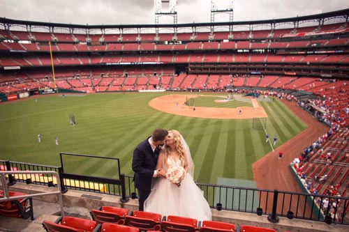 Bride & Groom Photos at Busch Stadium | St. Louis Weddings by Events Luxe