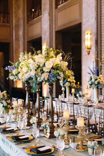 Black Tie Wedding Table Settings at Peabody Opera House | Events Luxe Weddings