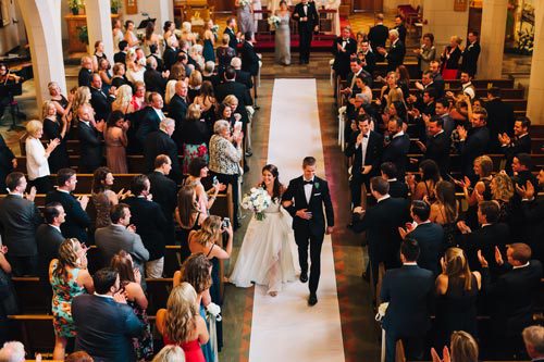 Bride & Groom at St Michael the Archangel Catholic Church Wedding | Events Luxe Weddings